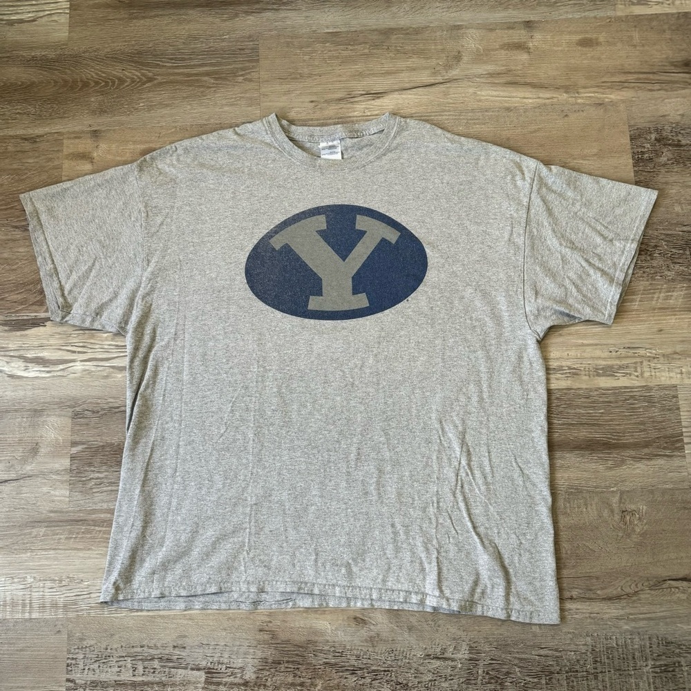 Y2k BYU Cougars NCAA College t shirt gray blue mens XXL